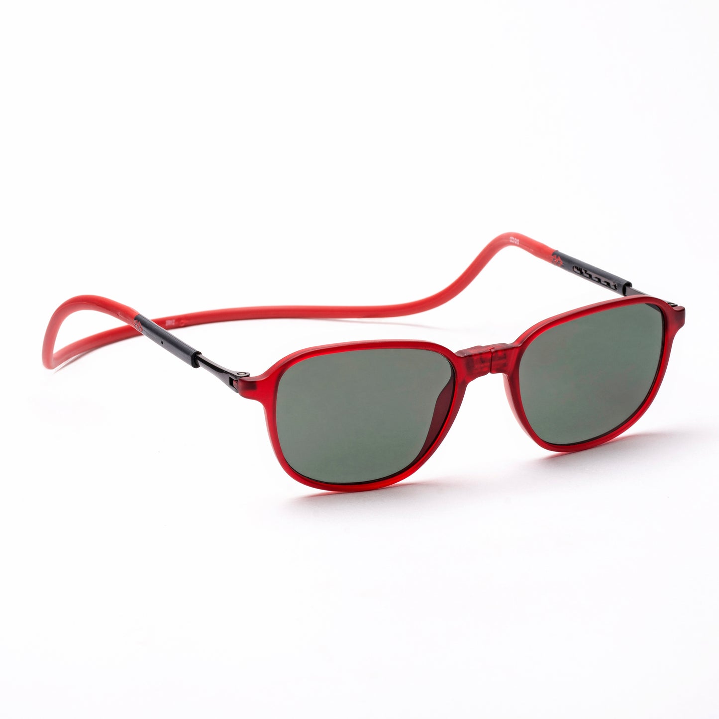 Rounded Square- Matte Red Frame -Magnetic Sunglasses