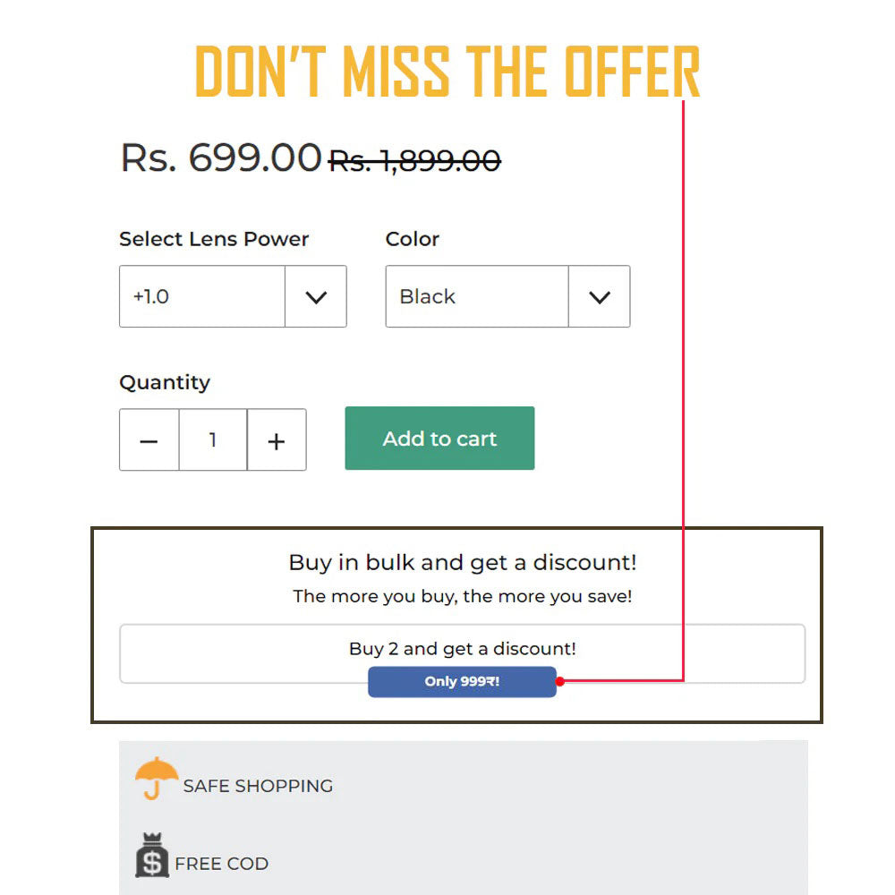 Reading hang in neck glasses with Long sides. Black Friday Sale! Upto ₹1200 Off