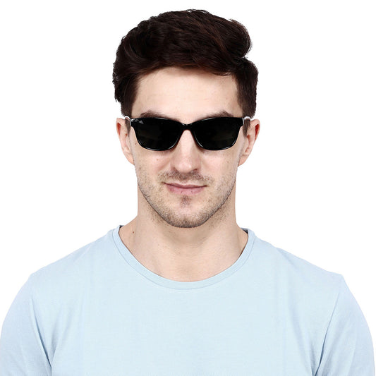 Black Frame - Black Lens- Unisex Polarized Sunglasses with long hang in neck sides-Small Size
