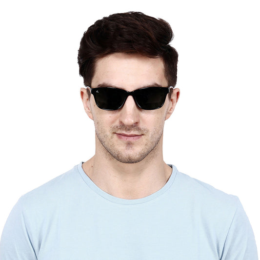 Black Frame-Green Lens-Unisex Polarized Sunglasses with long hang in neck sides-Small Size