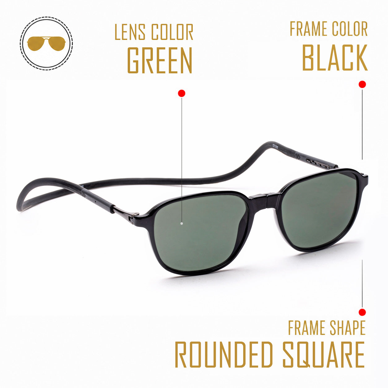 Rounded Square- Black Frame -Magnetic Sunglasses