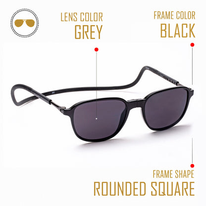 Rounded Square- Black Frame -Magnetic Sunglasses