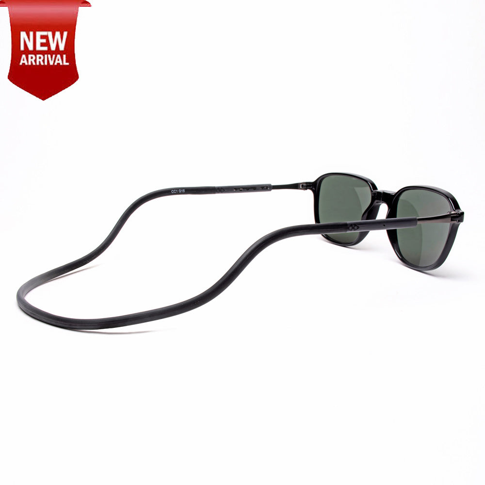 Rounded Square- Black Frame -Magnetic Sunglasses