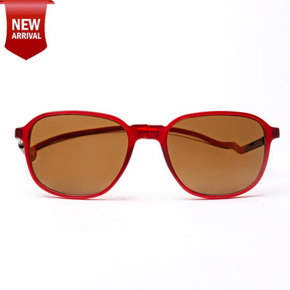 Rounded Square- Matte Red Frame -Magnetic Sunglasses
