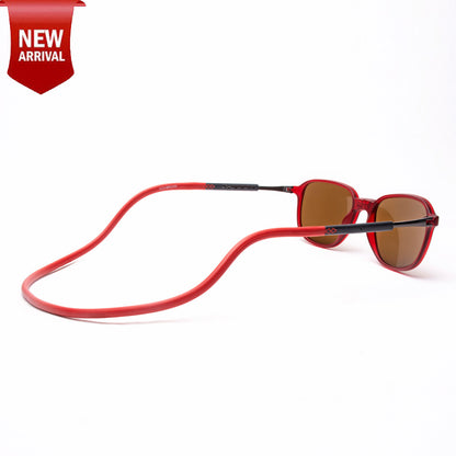 Rounded Square- Matte Red Frame -Magnetic Sunglasses