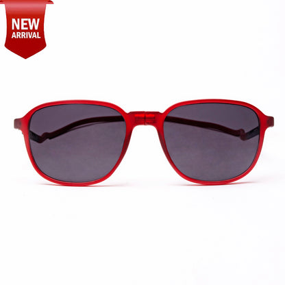 Rounded Square- Matte Red Frame -Magnetic Sunglasses