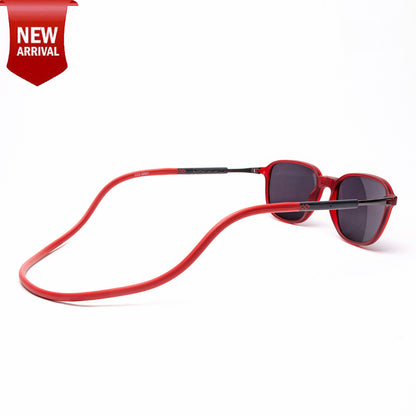 Rounded Square- Matte Red Frame -Magnetic Sunglasses