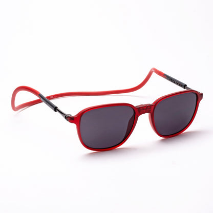 Rounded Square- Matte Red Frame -Magnetic Sunglasses
