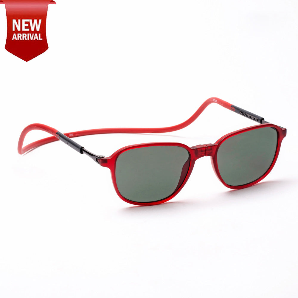 Rounded Square- Matte Red Frame -Magnetic Sunglasses