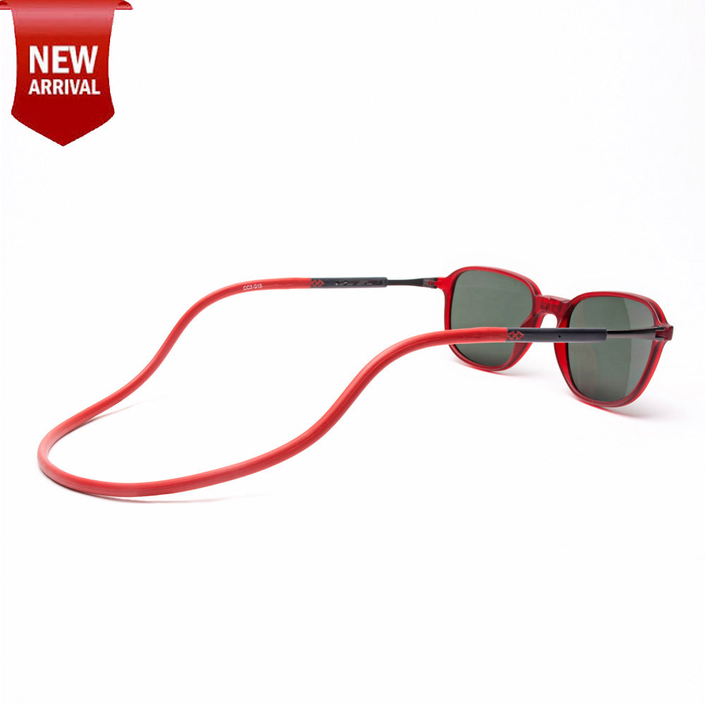 Rounded Square- Matte Red Frame -Magnetic Sunglasses