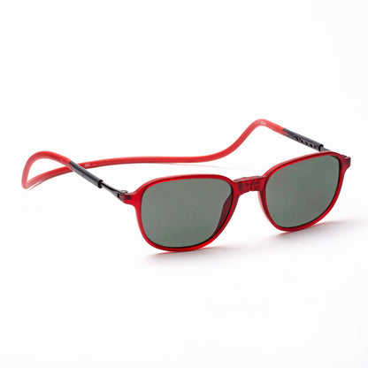 Rounded Square- Matte Red Frame -Magnetic Sunglasses