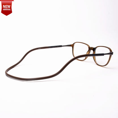 Rounded Square Hang In Neck Reading Glasses With Flexible Head Band.