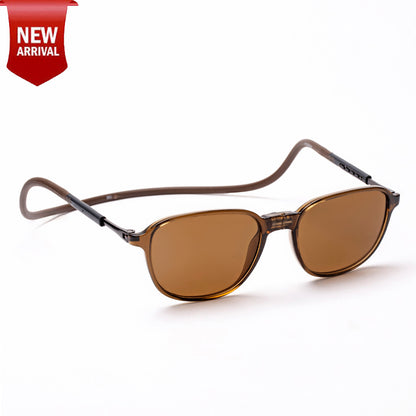 Rounded Square- Brown Frame -Magnetic Sunglasses