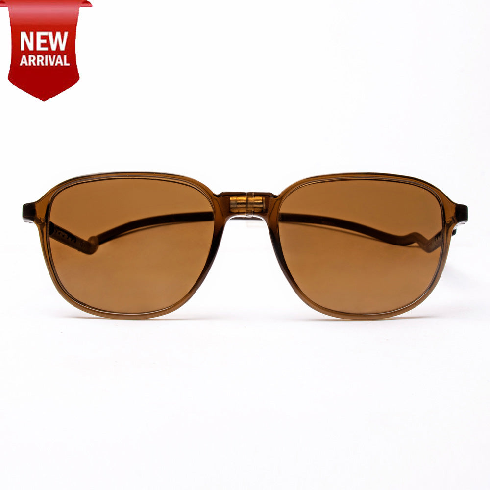 Rounded Square- Brown Frame -Magnetic Sunglasses