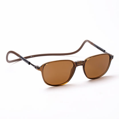 Rounded Square- Brown Frame -Magnetic Sunglasses