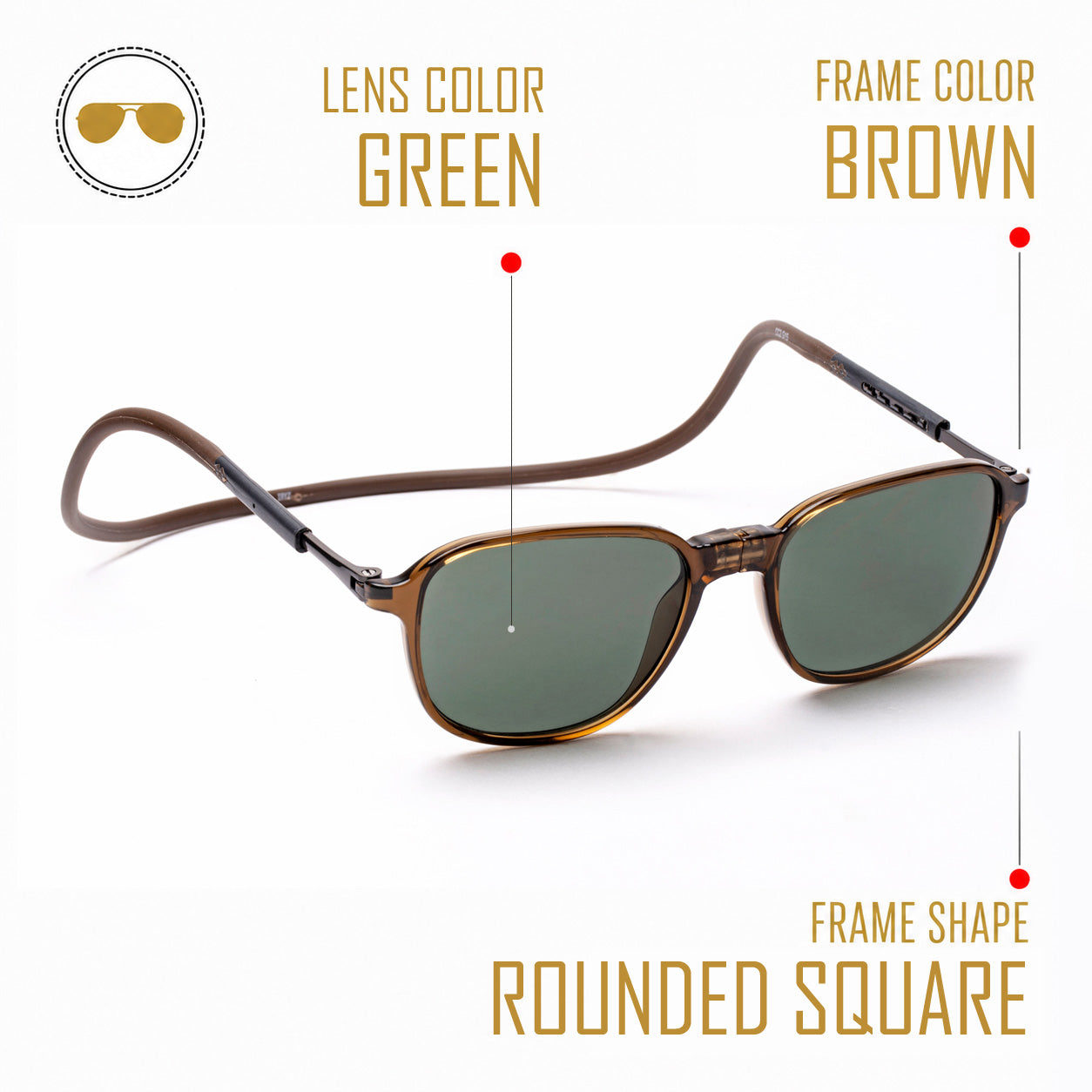 Rounded Square- Brown Frame -Magnetic Sunglasses