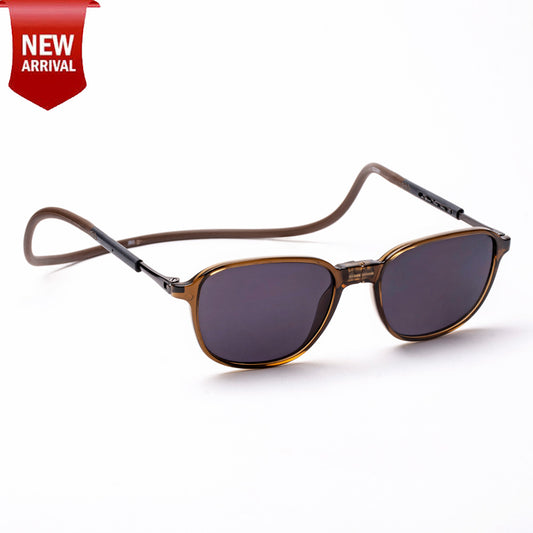 Rounded Square- Brown Frame -Magnetic Sunglasses
