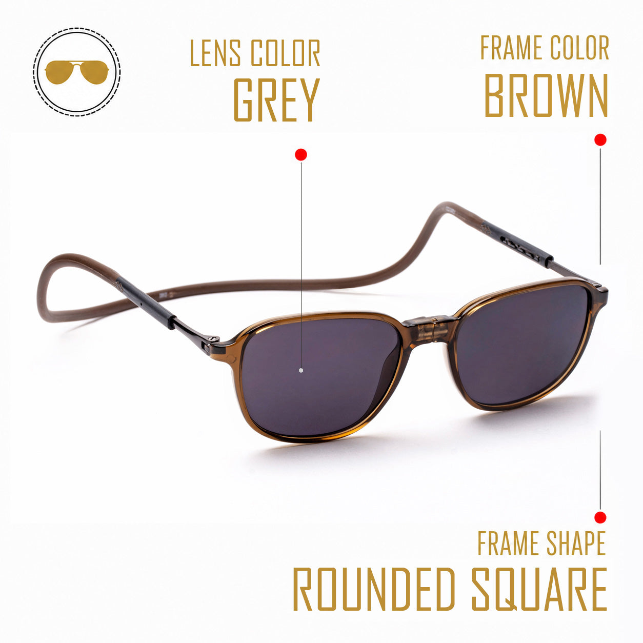 Rounded Square- Brown Frame -Magnetic Sunglasses