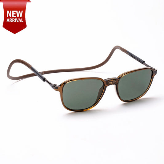 Rounded Square- Brown Frame -Magnetic Sunglasses