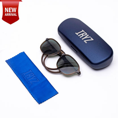 Rounded Square- Brown Frame -Magnetic Sunglasses