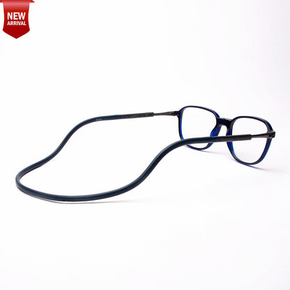 Rounded Square Hang In Neck Reading Glasses With Flexible Head Band.