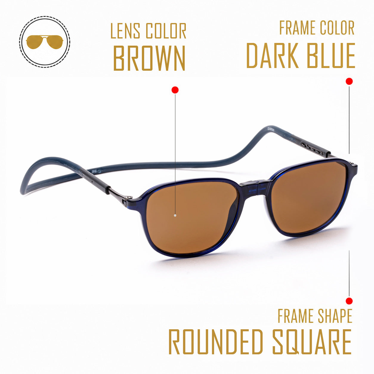 Rounded Square- Dark Blue Frame -Magnetic Sunglasses