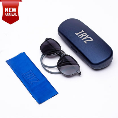 Rounded Square- Dark Grey Frame -Magnetic Sunglasses