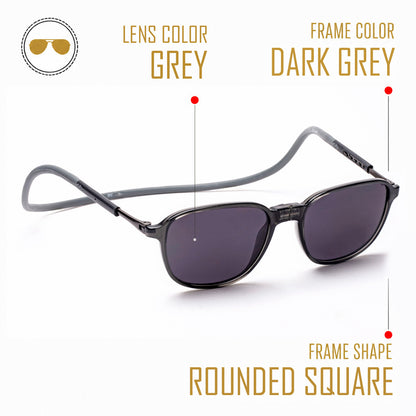 Rounded Square- Dark Grey Frame -Magnetic Sunglasses