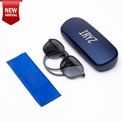 Rounded Square- Dark Grey Frame -Magnetic Sunglasses
