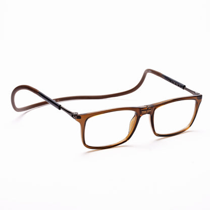 Classic Square Hang In Neck Reading Glasses With Flexible Head Band.