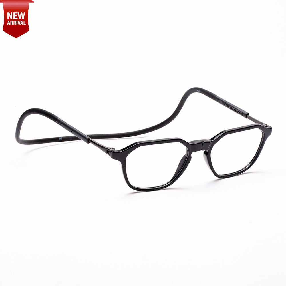 Hexagon shape Hang In Neck Reading Glasses With Flexible Head Band.