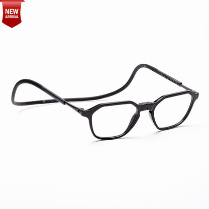 Hexagon shape Hang In Neck Reading Glasses With Flexible Head Band.