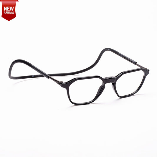 Hexagon shape Hang In Neck Reading Glasses With Flexible Head Band.