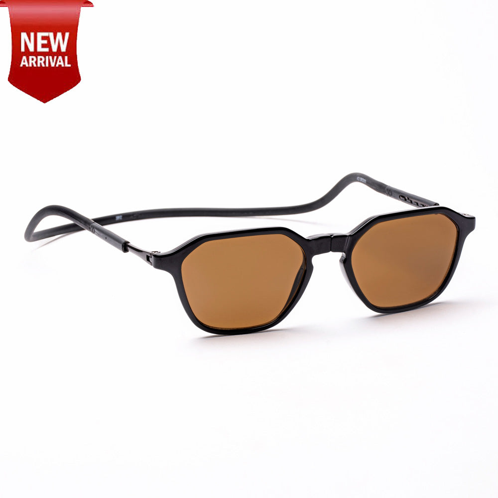 Hexagon Shape- Black Frame -Magnetic Sunglasses (HC13)