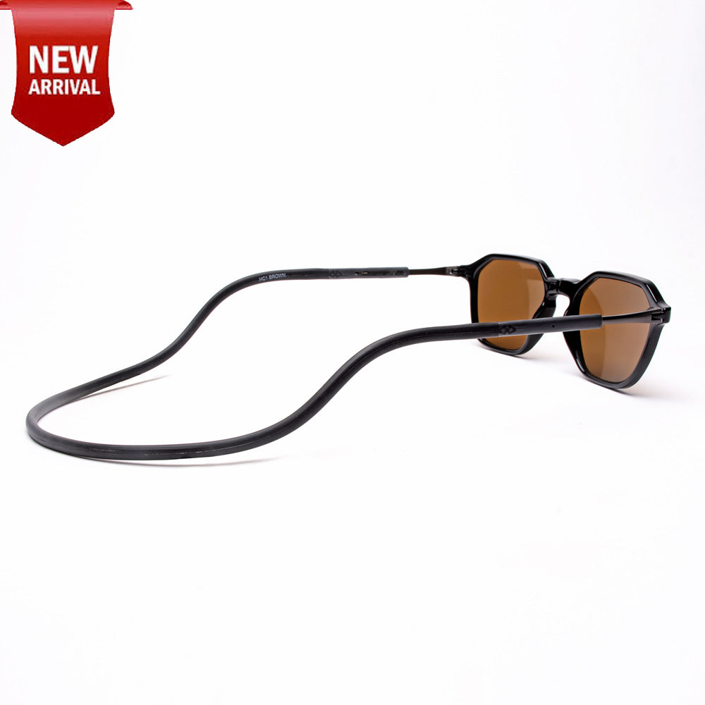 Hexagon Shape- Black Frame -Magnetic Sunglasses (HC13)