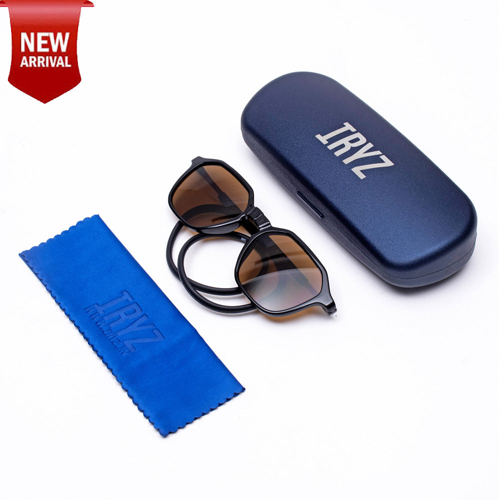 Hexagon Shape- Black Frame -Magnetic Sunglasses (HC13)