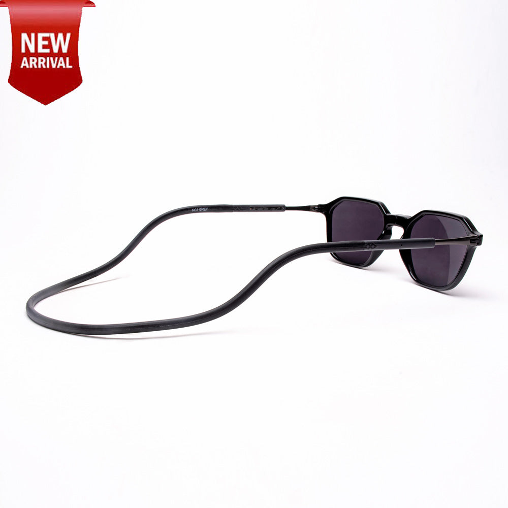 Hexagon Shape- Black Frame -Magnetic Sunglasses (HC14)
