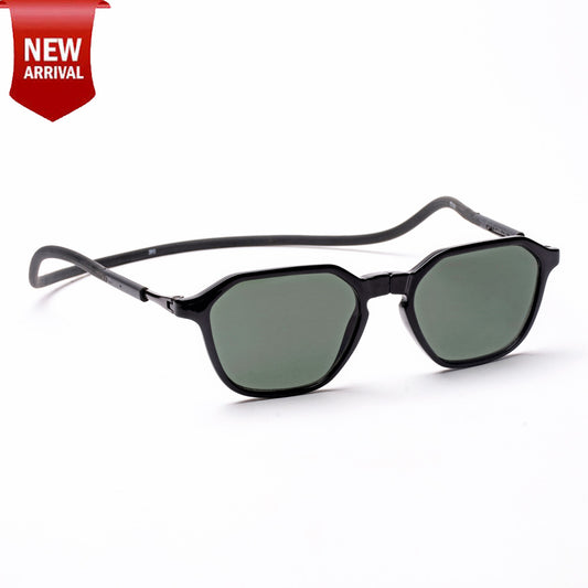 Hexagon Shape- Black Frame -Magnetic Sunglasses (HC11)