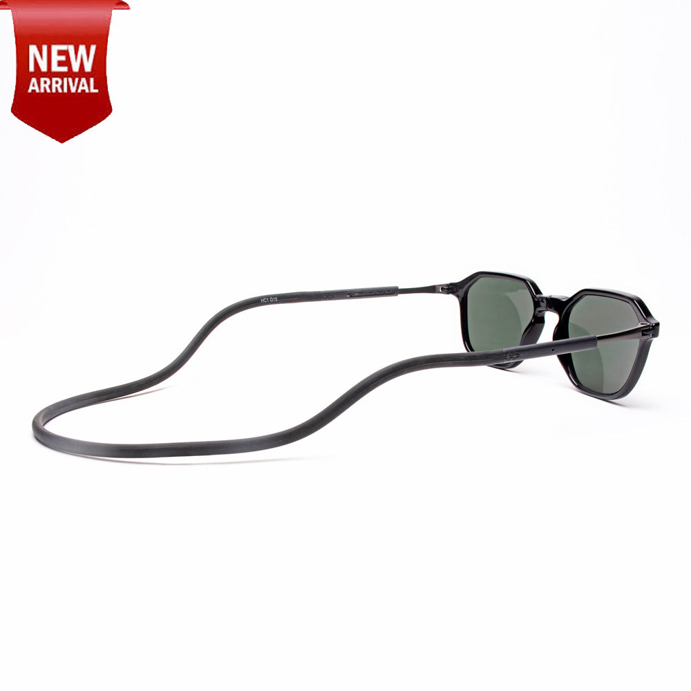 Hexagon Shape- Black Frame -Magnetic Sunglasses (HC11)