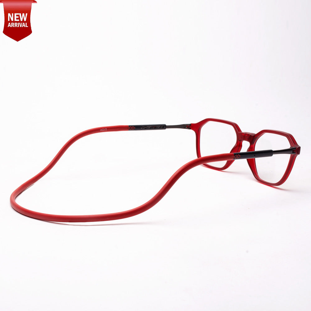 Hexagon shape Hang In Neck Reading Glasses With Flexible Head Band.