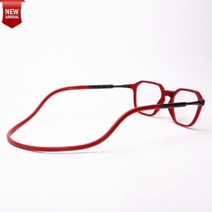 Hexagon shape Hang In Neck Reading Glasses With Flexible Head Band.