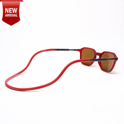 Hexagon Shape- Matte  Red Frame -Magnetic Sunglasses (HC23)