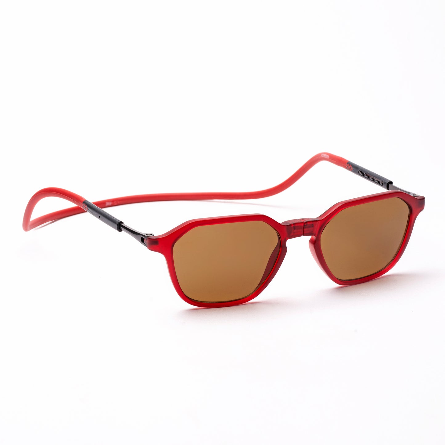 Hexagon Shape- Matte Red Frame -Magnetic Sunglasses (HC24)