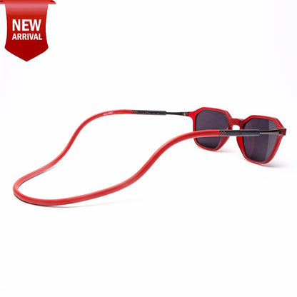 Hexagon Shape- Matte Red Frame -Magnetic Sunglasses (HC24)