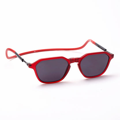 Hexagon Shape- Matte Red Frame -Magnetic Sunglasses (HC24)