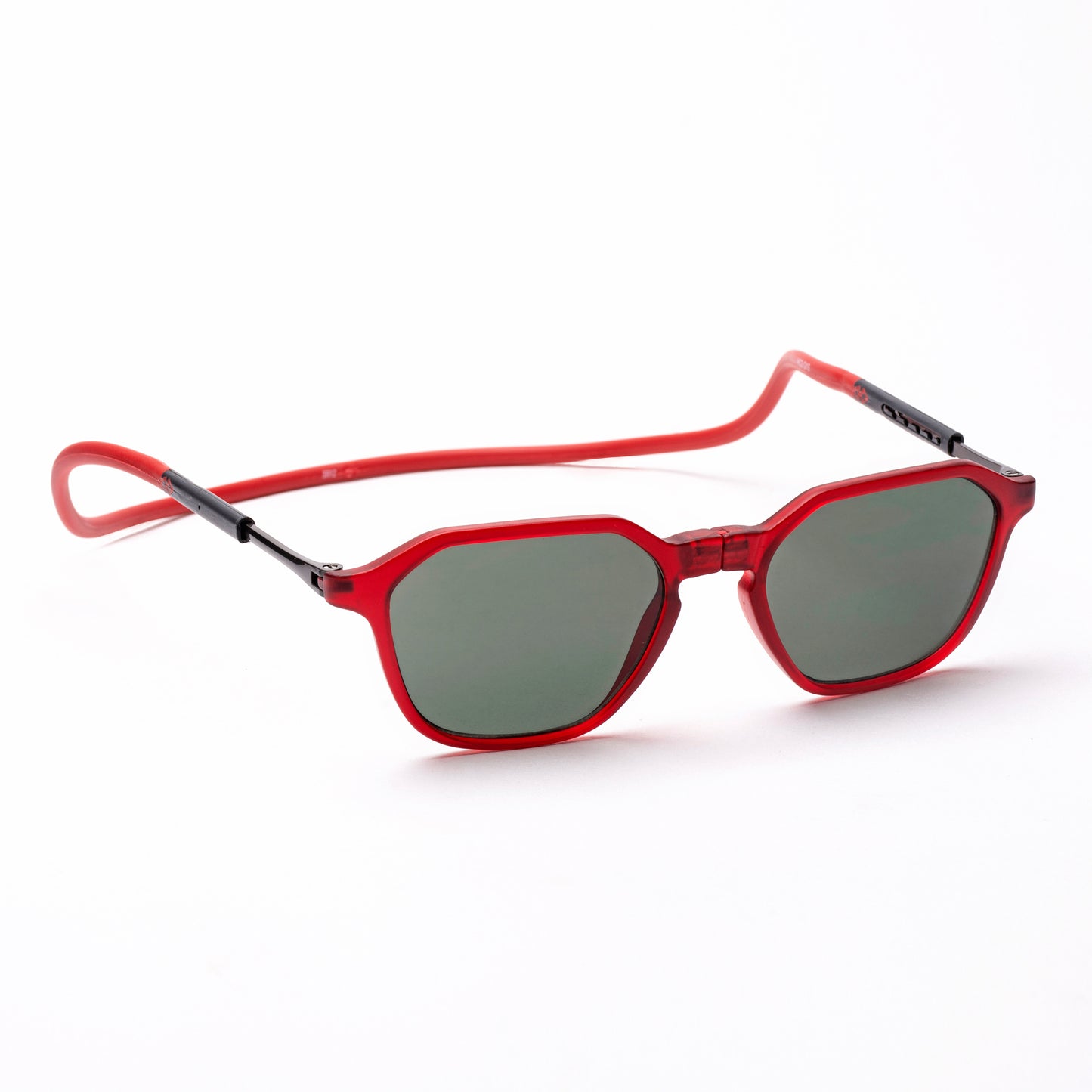 Hexagon Shape- Matte Red Frame -Magnetic Sunglasses (HC24)