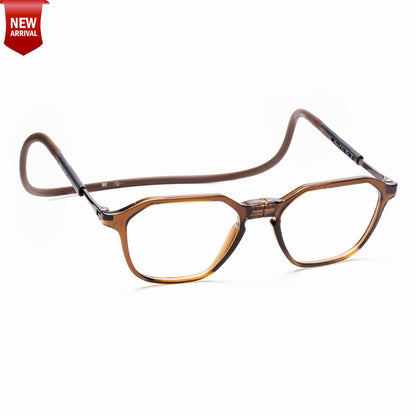 Hexagon shape Hang In Neck Reading Glasses With Flexible Head Band.