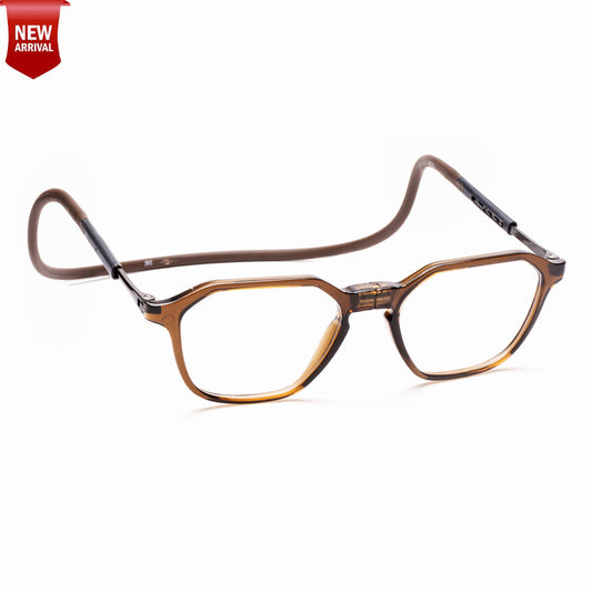 Hexagon shape Hang In Neck Reading Glasses With Flexible Head Band.