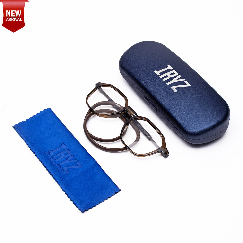 Hexagon shape Hang In Neck Reading Glasses With Flexible Head Band.