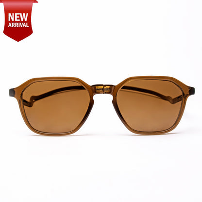 Hexagon Shape- Brown Frame -Magnetic Sunglasses